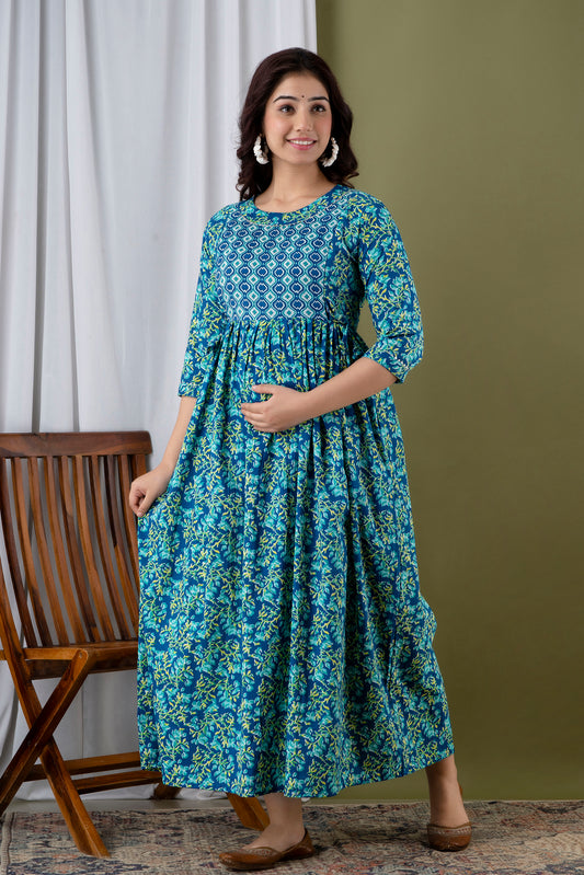 Floral Print Maternity Maxi Dress