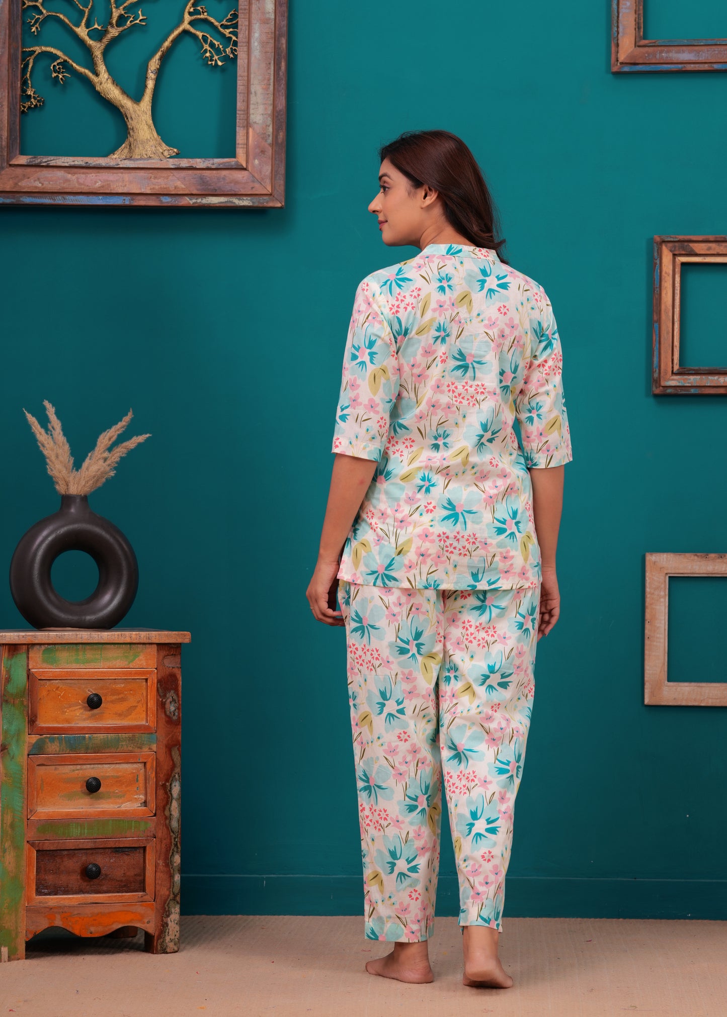 Printed Pure Cotton Top & Trousers Night Suits
