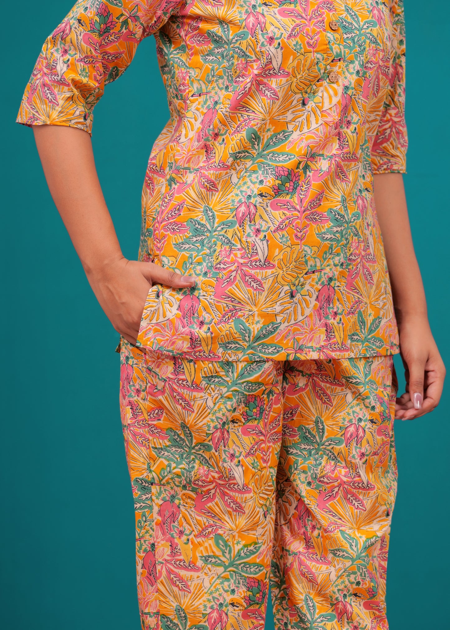Printed Pure Cotton Top & Trousers Night Suits