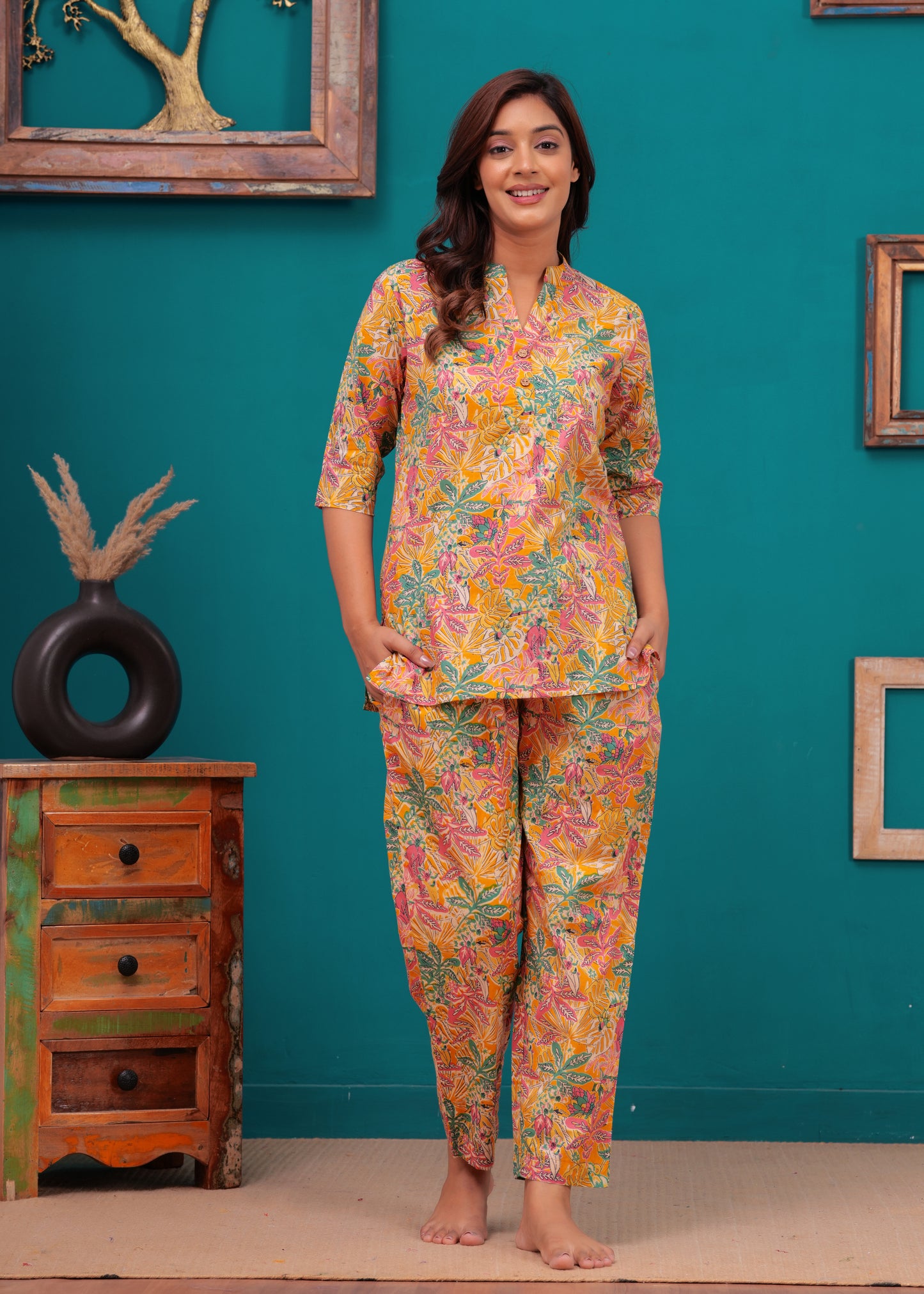 Printed Pure Cotton Top & Trousers Night Suits