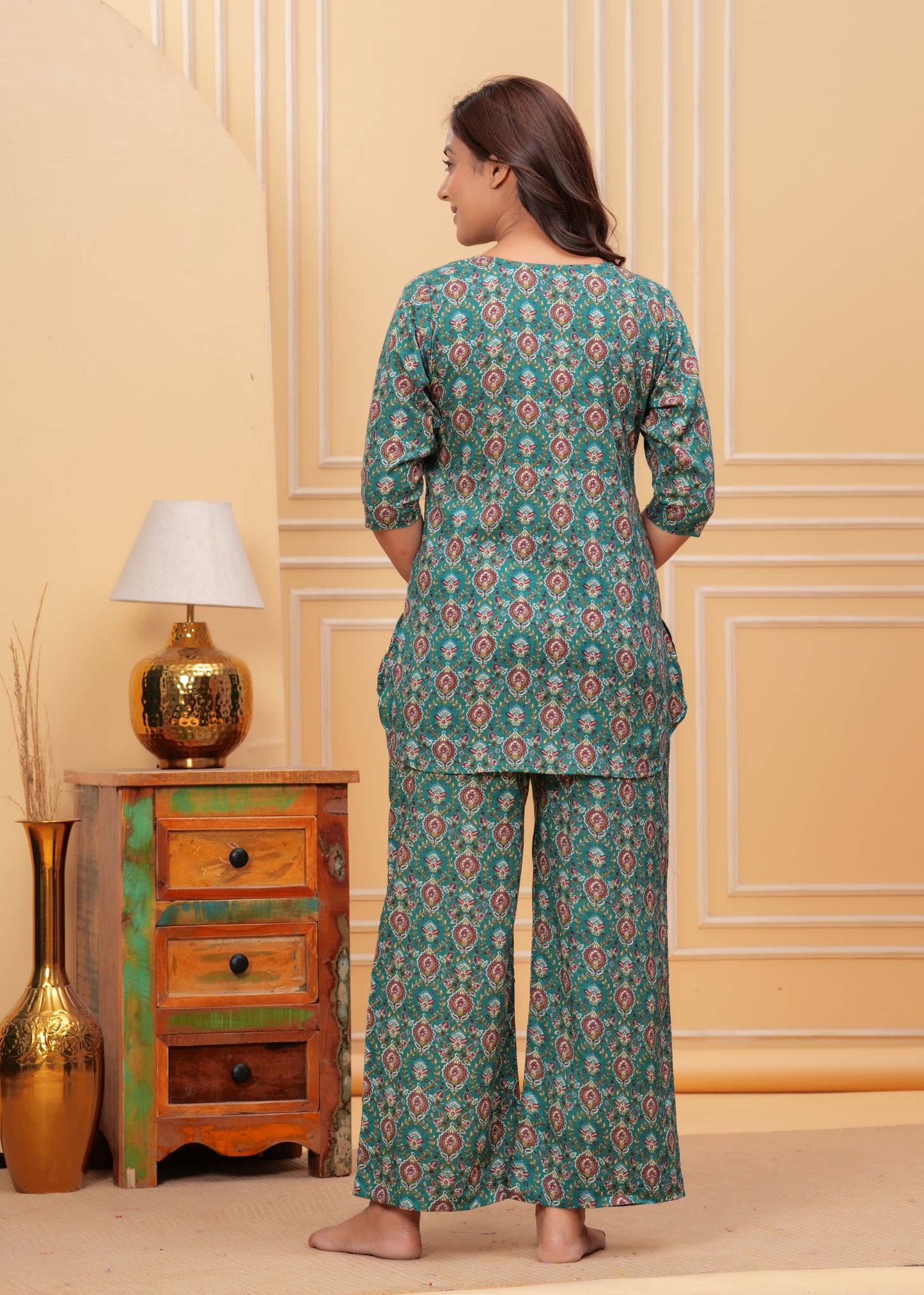 Printed Pure Cotton Top & Trousers Night Suits