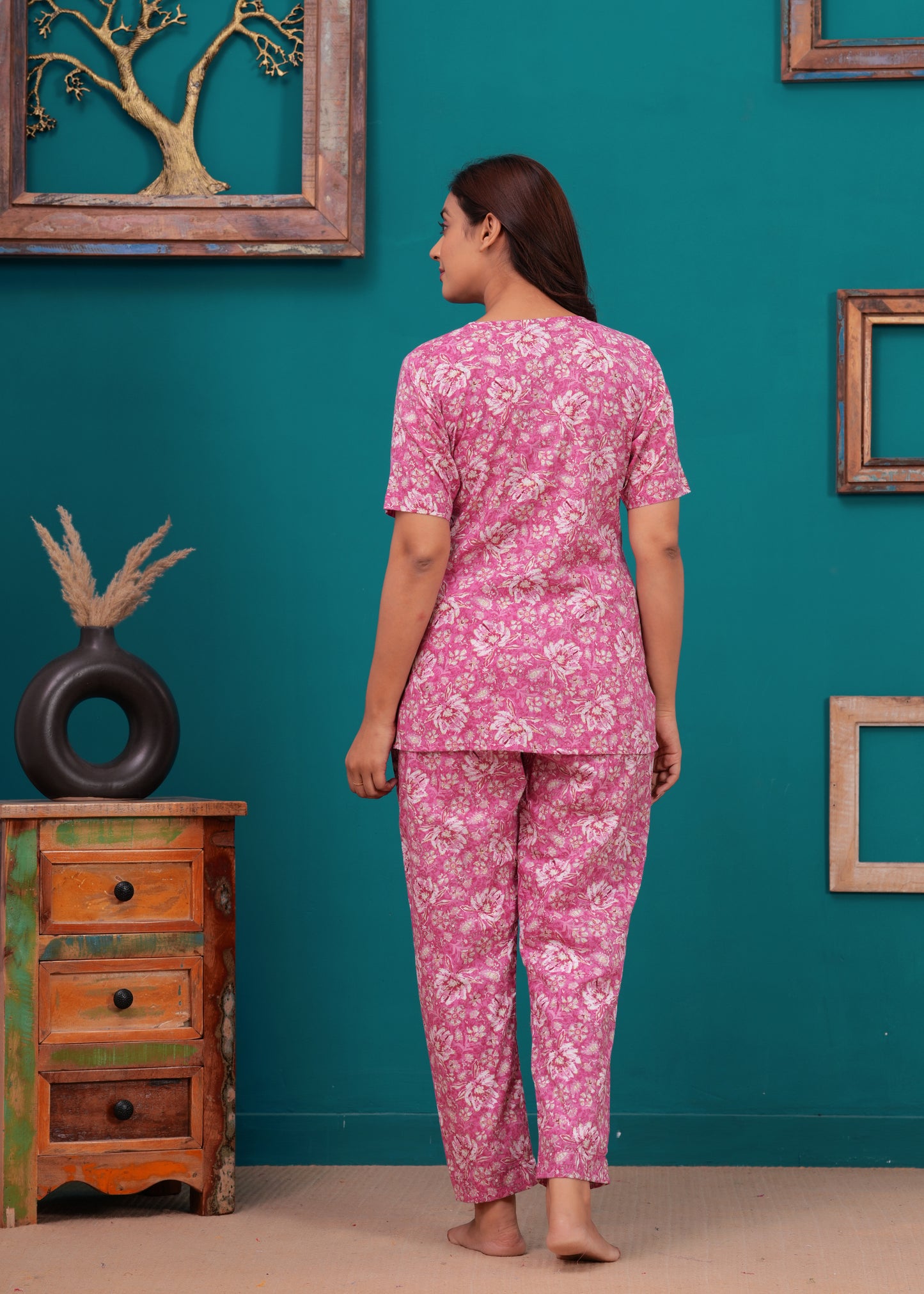 Printed Pure Cotton Top & Trousers Night Suits