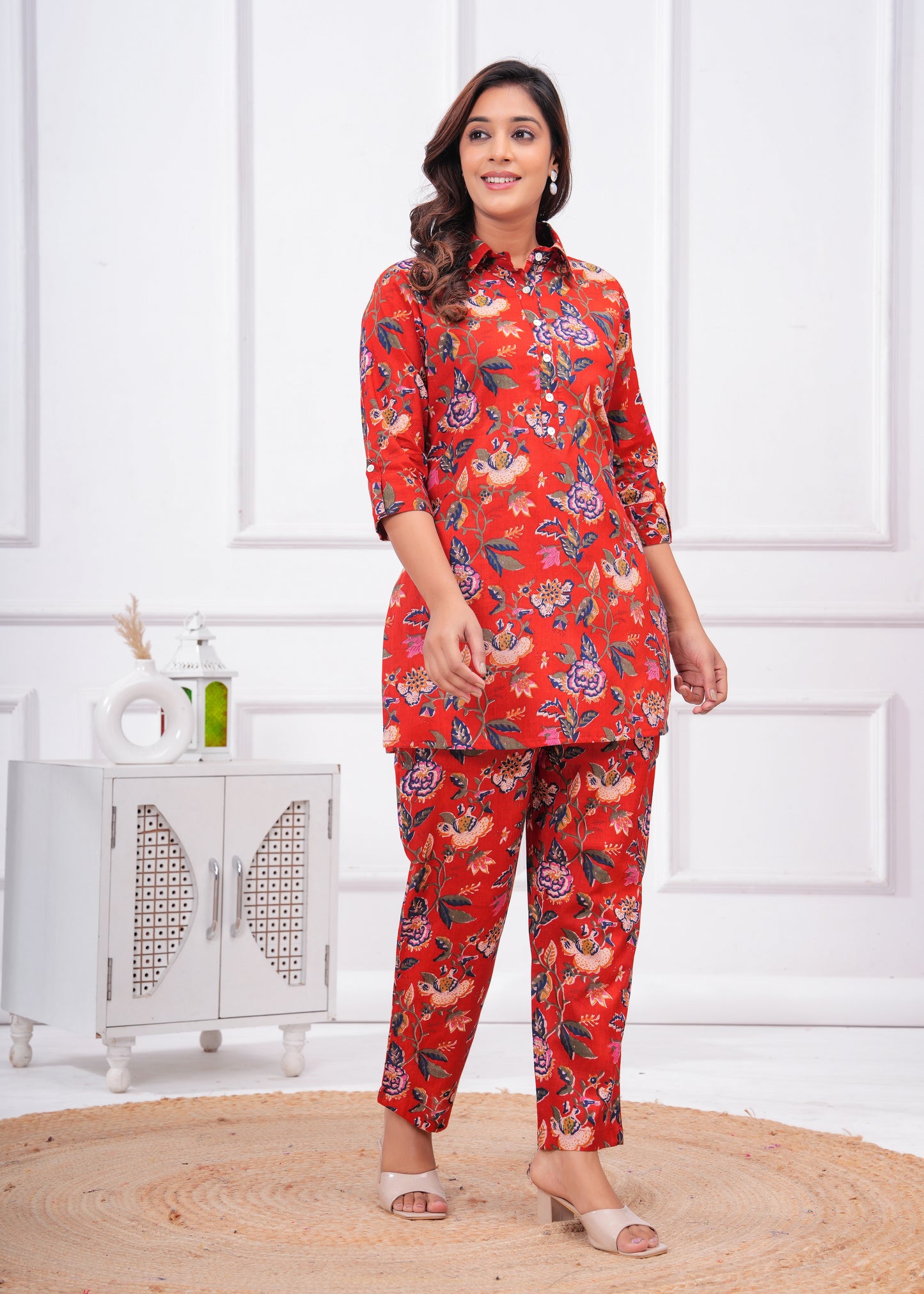 Printed Pure Cotton Tunic With Trousers Co-Ords