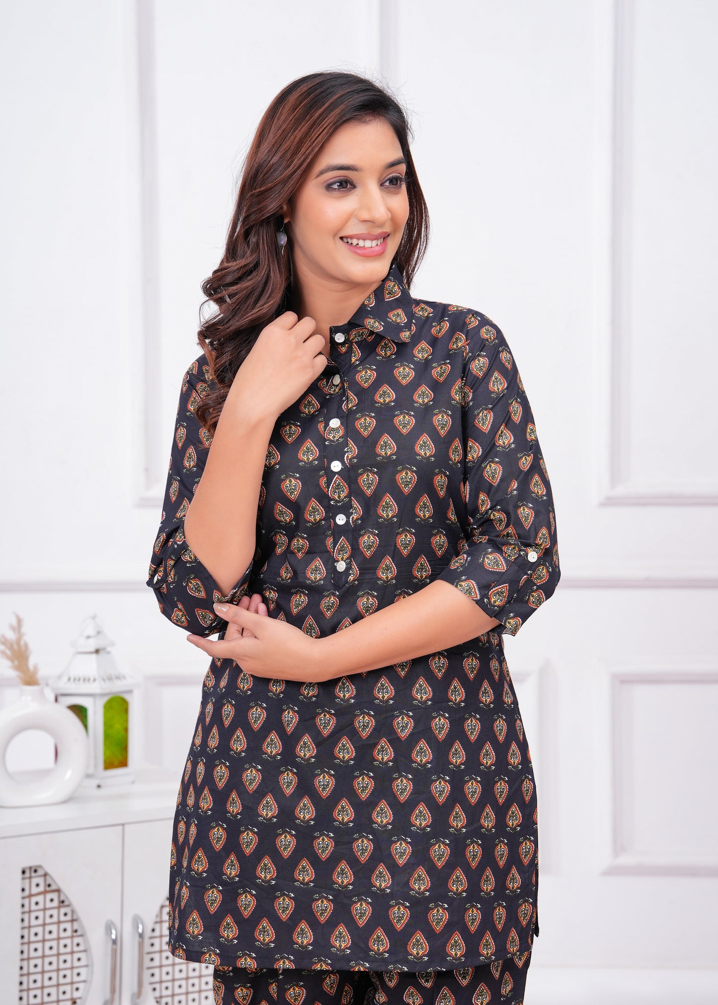 Printed Pure Cotton Tunic With Trousers Co-Ords
