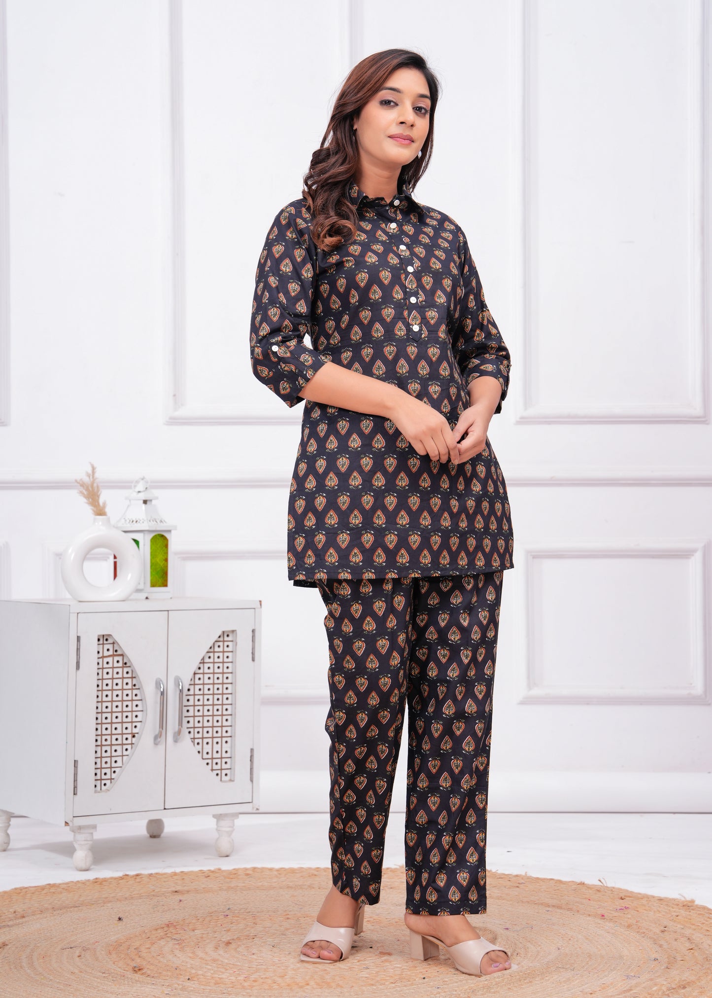 Printed Pure Cotton Tunic With Trousers Co-Ords